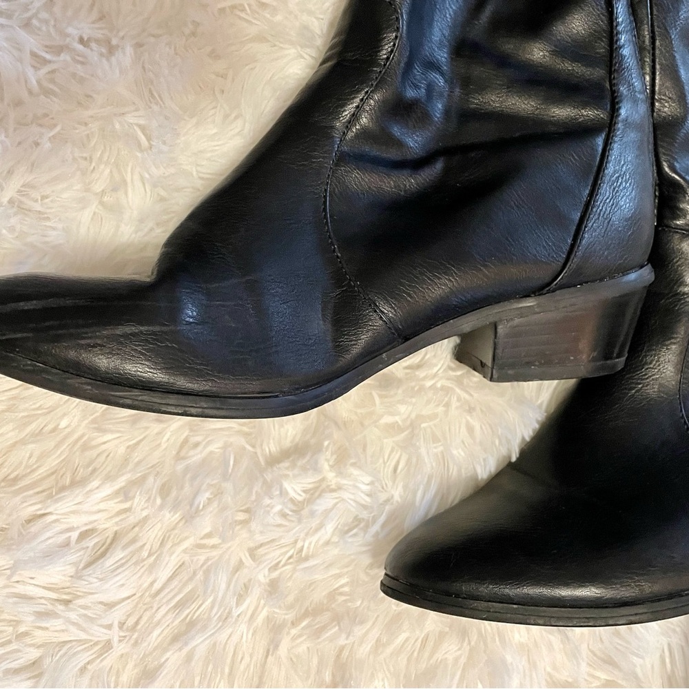 Black Exposed Zipper Over the Knee Riding Boots, 7.5 - Picture 5 of 8